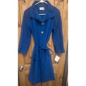 Vintage Vassarette Blue Velvelour Robe Gold Buttons Belted Lounge Dressy 60s 70s